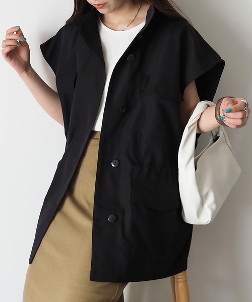 Riberry(リベリー)の「スタンドネック ミリタリーベスト(ベスト・レディース・ブラック/カーキ/ベージュ・FREE)」の9枚目の写真