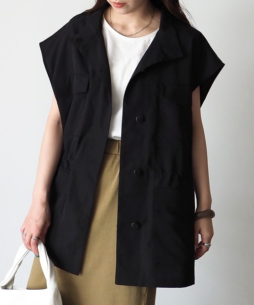 Riberry(リベリー)の「スタンドネック ミリタリーベスト(ベスト・レディース・ブラック/カーキ/ベージュ・FREE)」の10枚目の写真