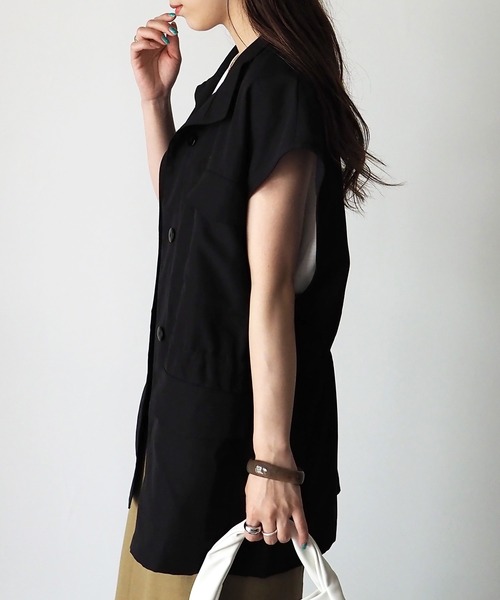 Riberry(リベリー)の「スタンドネック ミリタリーベスト(ベスト・レディース・ブラック/カーキ/ベージュ・FREE)」の11枚目の写真