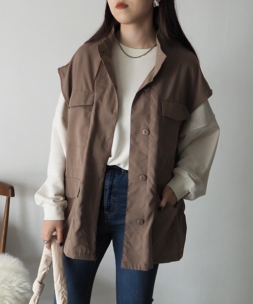 Riberry(リベリー)の「スタンドネック ミリタリーベスト(ベスト・レディース・ブラック/カーキ/ベージュ・FREE)」の13枚目の写真