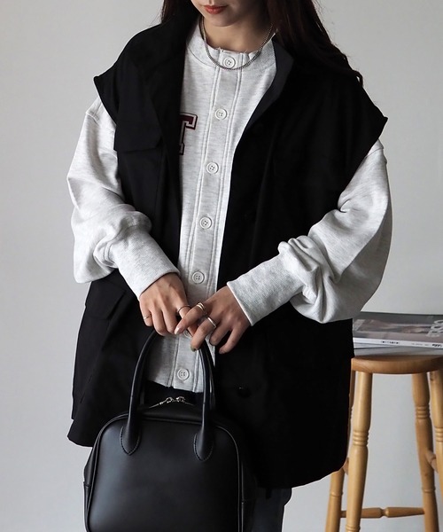 Riberry(リベリー)の「スタンドネック ミリタリーベスト(ベスト・レディース・ブラック/カーキ/ベージュ・FREE)」の19枚目の写真