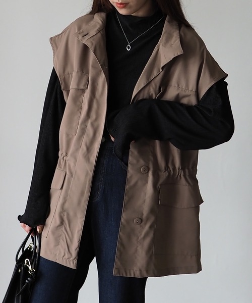 Riberry(リベリー)の「スタンドネック ミリタリーベスト(ベスト・レディース・ブラック/カーキ/ベージュ・FREE)」の22枚目の写真