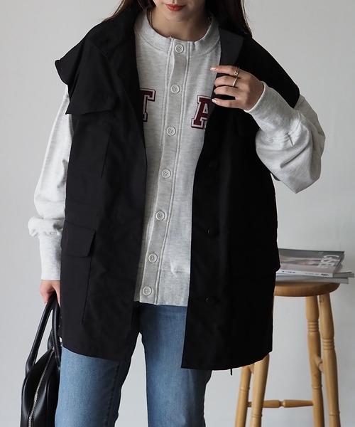 Riberry(リベリー)の「スタンドネック ミリタリーベスト(ベスト・レディース・ブラック/カーキ/ベージュ・FREE)」の18枚目の写真