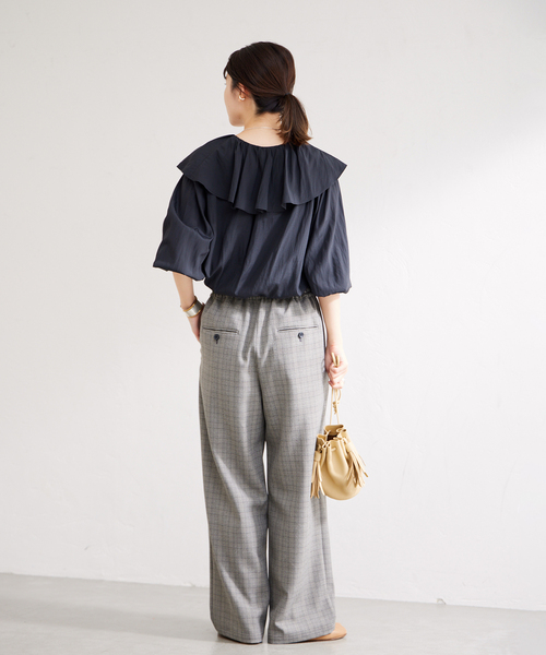 JOURNAL STANDARD(ジャーナルスタンダード)の「ウールライクチェックワイドパンツ(その他パンツ・レディース・ブラウン/ブラック系その他・40/38/36/34)」の8枚目の写真