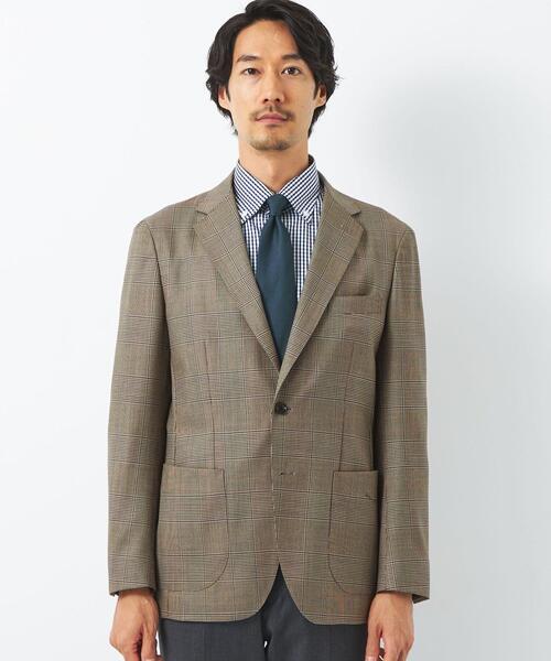 green label relaxing（グリーンレーベルリラクシング）の「アメリカンMRN チェック 2B RG 2PP- ジャケット -ストレッチ-（テーラードジャケット・メンズ・ベージュ/ダークブラウン・42/44/46/48/50）」の4枚目の写真