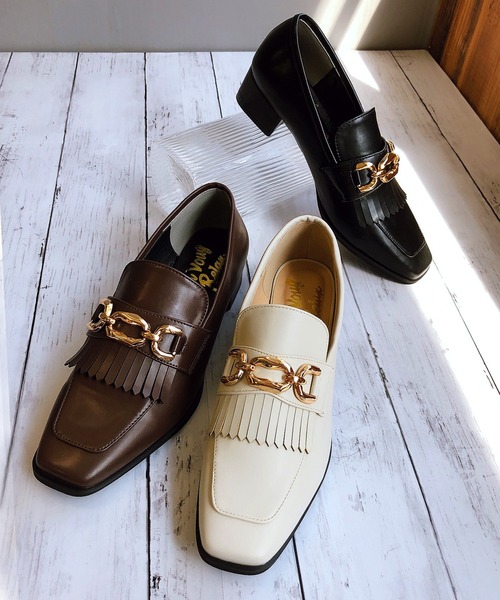 Noubel Voug Relax（ヌーベルヴォーグリラックス）の「チャンキーヒールキルティタンローファーパンプス（ローファー・レディース・ブラック/ダークブラウン/アイボリー・LL/S/M/L）」の8枚目の写真