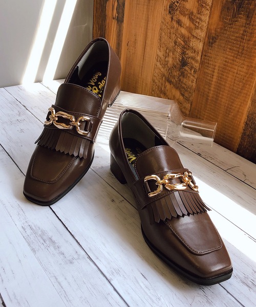 Noubel Voug Relax（ヌーベルヴォーグリラックス）の「チャンキーヒールキルティタンローファーパンプス（ローファー・レディース・ブラック/ダークブラウン/アイボリー・LL/S/M/L）」の7枚目の写真