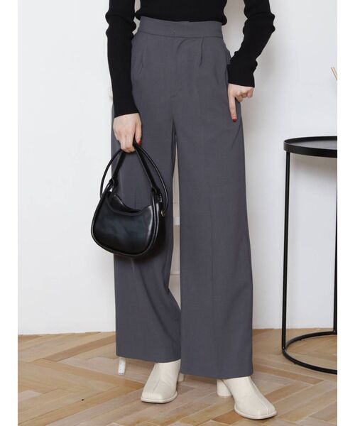 MURUA（ムルーア）の「ハイウエストワイドパンツ（スラックス・レディース・ブラック/グレー/オレンジ・1/2）」の3枚目の写真