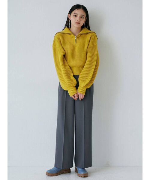 MURUA（ムルーア）の「ハイウエストワイドパンツ（スラックス・レディース・ブラック/グレー/オレンジ・1/2）」の5枚目の写真