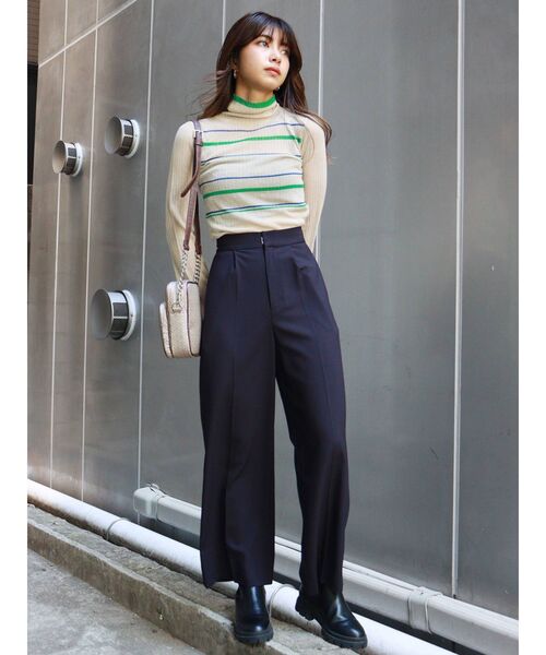 MURUA（ムルーア）の「ハイウエストワイドパンツ（スラックス・レディース・ブラック/グレー/オレンジ・1/2）」の14枚目の写真