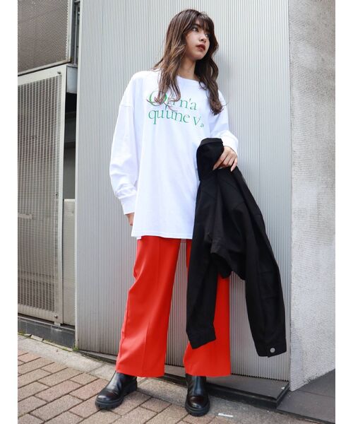 MURUA（ムルーア）の「ハイウエストワイドパンツ（スラックス・レディース・ブラック/グレー/オレンジ・1/2）」の16枚目の写真