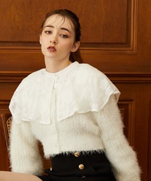 袖ボリュームシアージャガードケープブラウス