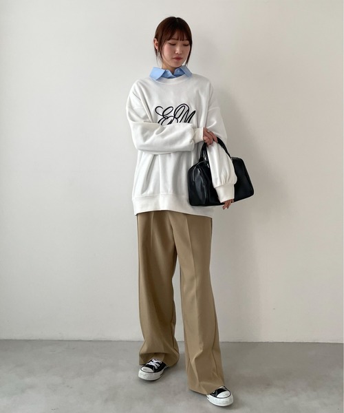 EPIMI E'PIMMY（エピミエピミー）の「【ユニセックス】エンボスシシュウロゴオーバースウェット（スウェット・レディース・ブラック/オフホワイト/杢グレー・MEDIUM）」の13枚目の写真