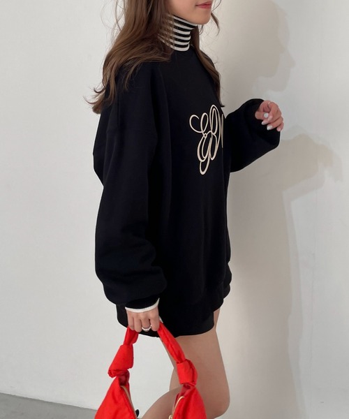 EPIMI E'PIMMY（エピミエピミー）の「【ユニセックス】エンボスシシュウロゴオーバースウェット（スウェット・レディース・ブラック/オフホワイト/杢グレー・MEDIUM）」の21枚目の写真