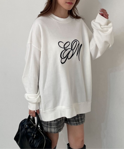 EPIMI E'PIMMY（エピミエピミー）の「【ユニセックス】エンボスシシュウロゴオーバースウェット（スウェット・レディース・ブラック/オフホワイト/杢グレー・MEDIUM）」の17枚目の写真