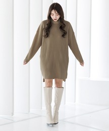 タートルネックミニ丈ニットワンピース/22554