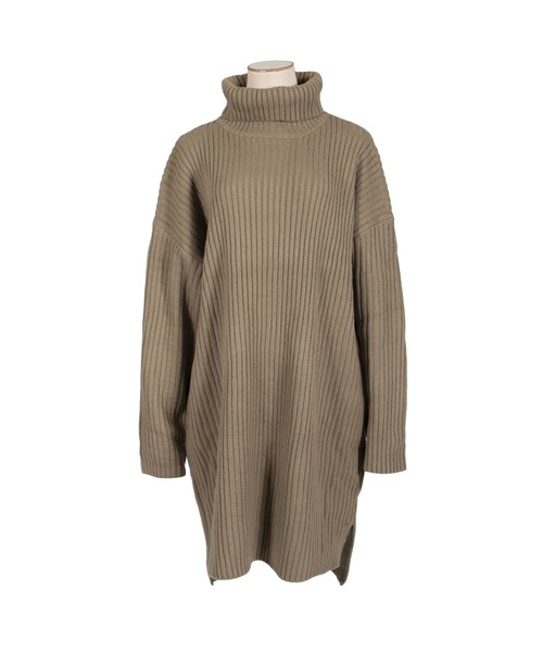 Julia Boutique（ジュリアブティック）の「タートルネックミニ丈ニットワンピース/22554（ワンピース・レディース・ブラック/アイボリー/モカ・ONE）」の4枚目の写真