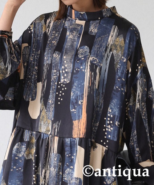antiqua(アンティカ)の「アート柄ティアードワンピース(ワンピース・レディース・ブラック・FREE)」の14枚目の写真