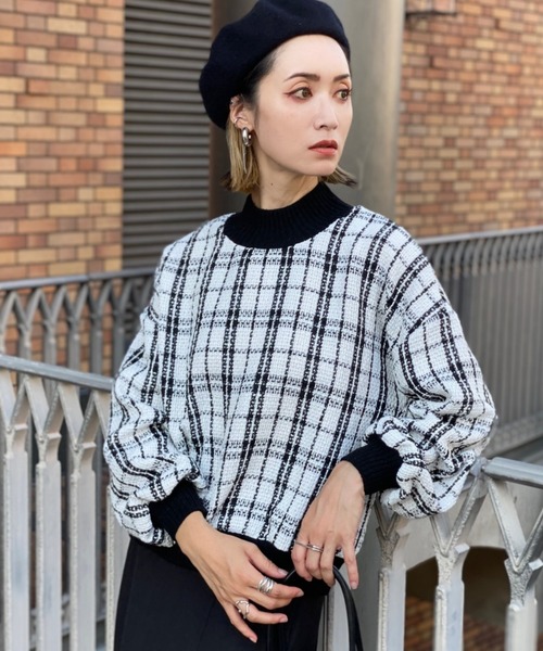 deux amour（ドゥーザムール）の「モノトーンチエックニットリブプルオーバー（その他トップス・レディース・ブラック/ホワイト・MEDIUM）」の3枚目の写真