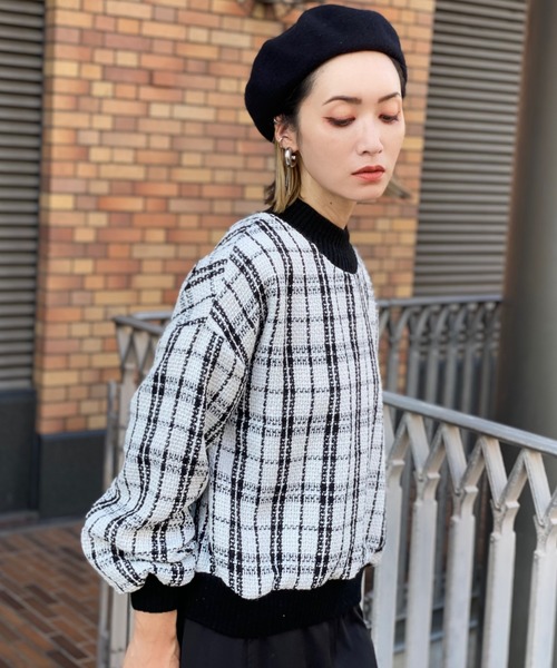 deux amour（ドゥーザムール）の「モノトーンチエックニットリブプルオーバー（その他トップス・レディース・ブラック/ホワイト・MEDIUM）」の7枚目の写真