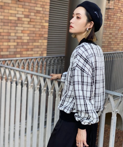 deux amour（ドゥーザムール）の「モノトーンチエックニットリブプルオーバー（その他トップス・レディース・ブラック/ホワイト・MEDIUM）」の8枚目の写真