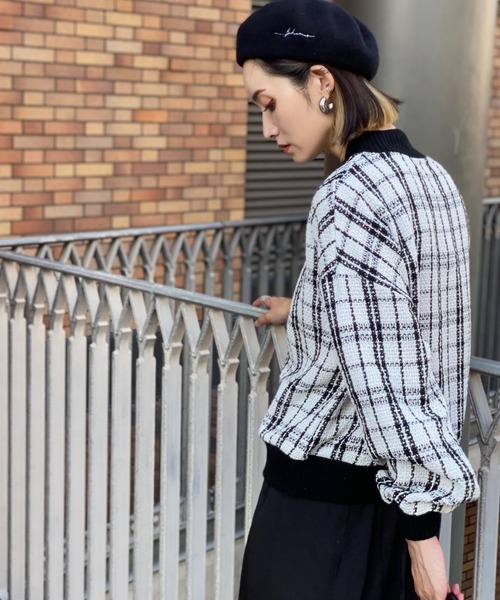 deux amour（ドゥーザムール）の「モノトーンチエックニットリブプルオーバー（その他トップス・レディース・ブラック/ホワイト・MEDIUM）」の9枚目の写真