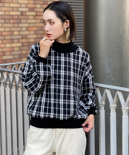 deux amour（ドゥーザムール）の「モノトーンチエックニットリブプルオーバー（その他トップス・レディース・ブラック/ホワイト・MEDIUM）」の20枚目の写真