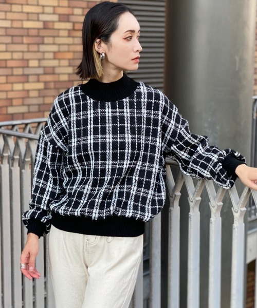 deux amour（ドゥーザムール）の「モノトーンチエックニットリブプルオーバー（その他トップス・レディース・ブラック/ホワイト・MEDIUM）」の21枚目の写真