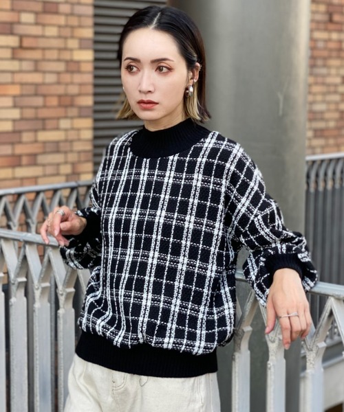 deux amour（ドゥーザムール）の「モノトーンチエックニットリブプルオーバー（その他トップス・レディース・ブラック/ホワイト・MEDIUM）」の22枚目の写真