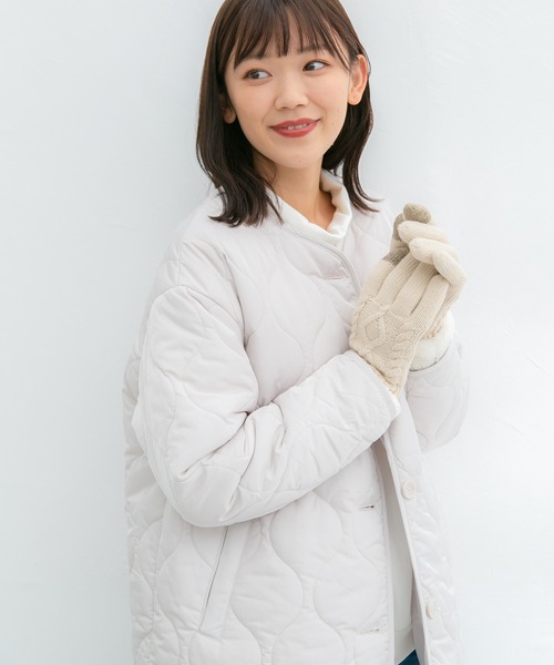 Honeys（ハニーズ）の「ボア付折返しケーブル手袋（手袋・レディース・杢グレー/アイボリー/ネイビー・FREE）」の11枚目の写真