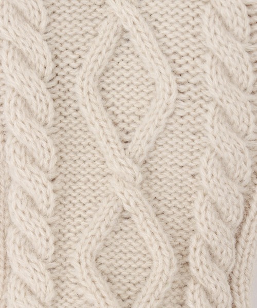 Honeys（ハニーズ）の「ボア付折返しケーブル手袋（手袋・レディース・杢グレー/アイボリー/ネイビー・FREE）」の8枚目の写真