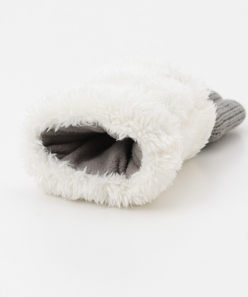 Honeys（ハニーズ）の「ボア付折返しケーブル手袋（手袋・レディース・杢グレー/アイボリー/ネイビー・FREE）」の5枚目の写真