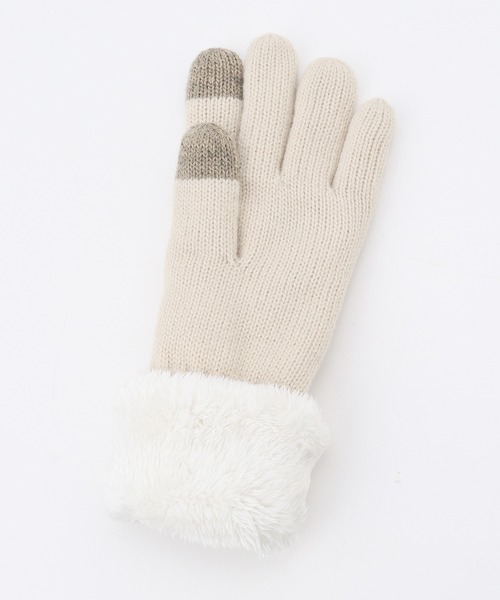 Honeys（ハニーズ）の「ボア付折返しケーブル手袋（手袋・レディース・杢グレー/アイボリー/ネイビー・FREE）」の13枚目の写真