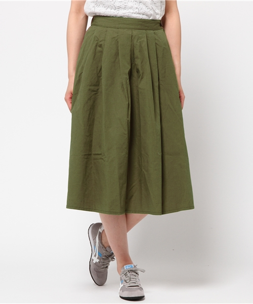 CIAOPANIC（チャオパニック）の「【Ciaopanic】　綿麻ウェザータックSK（スカート・レディース・カーキ/ネイビー・FREE）」の2枚目の写真