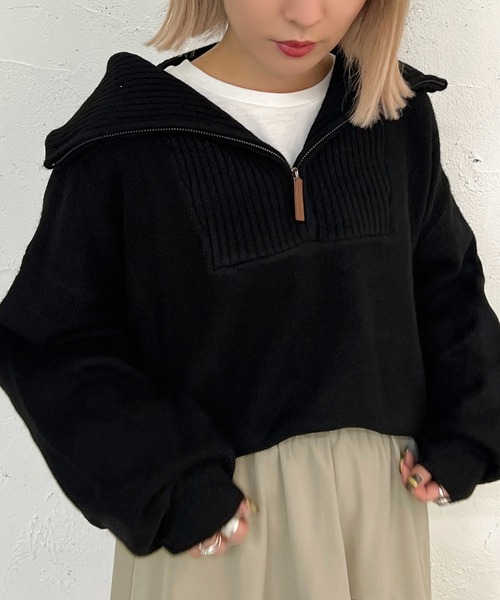 apres jour mignon（アプレジュールミニョン）の「ハーフジップニット【ZOZOTOWN限定アイテム】（ニット/セーター・レディース・アイボリー/ベージュ/ブラック・X-LARGE/フリー）」の22枚目の写真