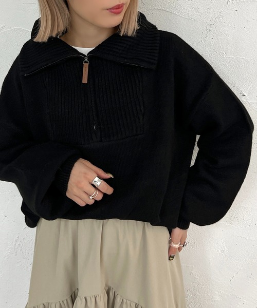 apres jour mignon（アプレジュールミニョン）の「ハーフジップニット【ZOZOTOWN限定アイテム】（ニット/セーター・レディース・アイボリー/ベージュ/ブラック・X-LARGE/フリー）」の21枚目の写真