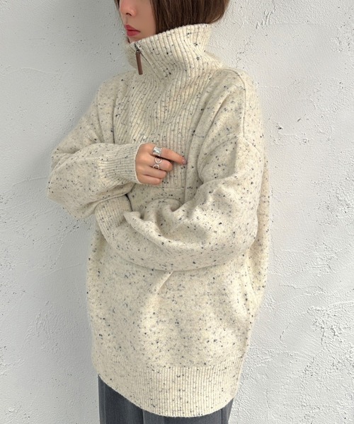 apres jour mignon（アプレジュールミニョン）の「ハーフジップニット【ZOZOTOWN限定アイテム】（ニット/セーター・レディース・アイボリー/ベージュ/ブラック・X-LARGE/フリー）」の9枚目の写真