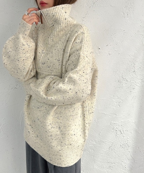 apres jour mignon（アプレジュールミニョン）の「ハーフジップニット【ZOZOTOWN限定アイテム】（ニット/セーター・レディース・アイボリー/ベージュ/ブラック・X-LARGE/フリー）」の10枚目の写真