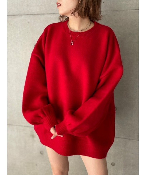 ENVYM（アンビー）の「カラールーズニットＰＯ（Tシャツ/カットソー・レディース・レッド/ホワイト/ブラック/ブルー・FREE）」の4枚目の写真