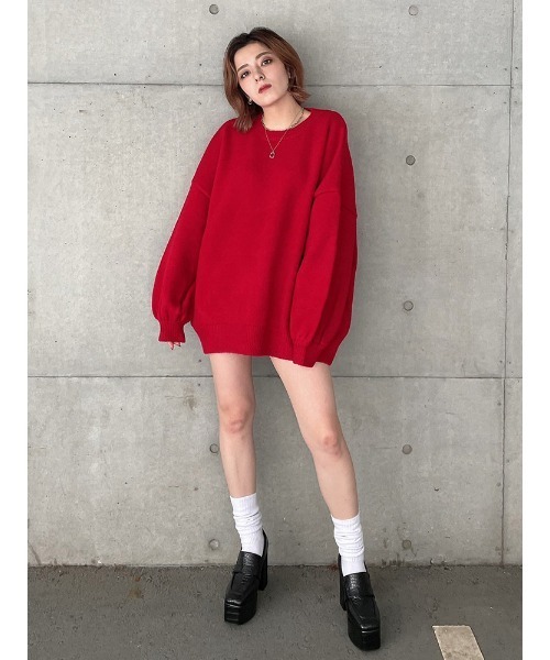 ENVYM（アンビー）の「カラールーズニットＰＯ（Tシャツ/カットソー・レディース・レッド/ホワイト/ブラック/ブルー・FREE）」の19枚目の写真