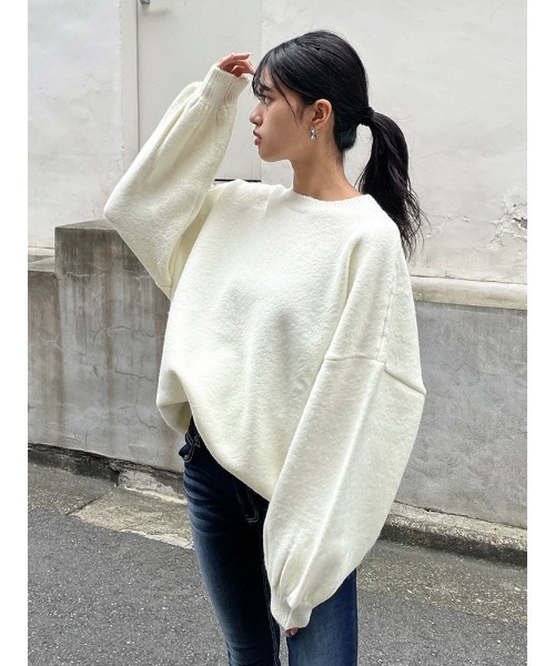 ENVYM（アンビー）の「カラールーズニットＰＯ（Tシャツ/カットソー・レディース・レッド/ホワイト/ブラック/ブルー・FREE）」の5枚目の写真