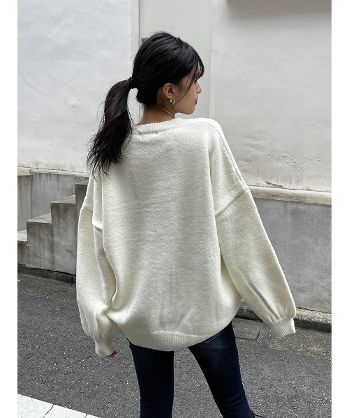 ENVYM（アンビー）の「カラールーズニットＰＯ（Tシャツ/カットソー・レディース・レッド/ホワイト/ブラック/ブルー・FREE）」の7枚目の写真