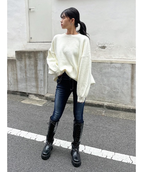 ENVYM（アンビー）の「カラールーズニットＰＯ（Tシャツ/カットソー・レディース・レッド/ホワイト/ブラック/ブルー・FREE）」の9枚目の写真