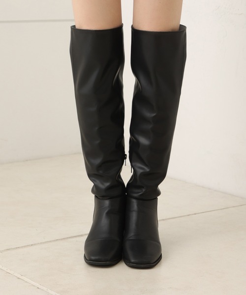 one after another NICE CLAUP(ワンアフターアナザーナイスクラップ)の「ニーハイブーツ(ブーツ・レディース・ブラック・SMALL/MEDIUM/LARGE)」の4枚目の写真