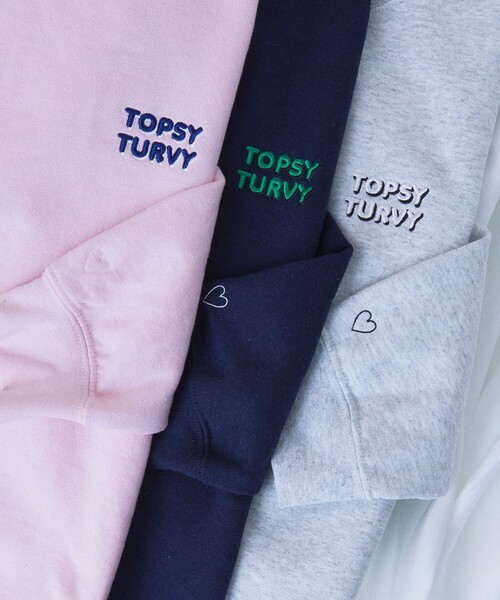 Firsthand（ファーストハンド）の「Firsthand/ファーストハンド TOPSYTURVY ワンポイント刺繍 クルーネックスウェット（スウェット・レディース・ネイビー/グレー/ピンク・FREE/MEDIUM）」の4枚目の写真