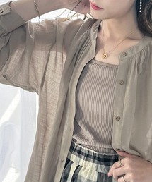 《JaVaジャバ コラボ》程よい大人の抜け感。2wayクロップド丈シアーバンドカラーシャツ