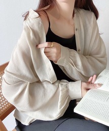 Java | 《JaVaジャバ コラボ》程よい大人の抜け感。2wayクロップド丈シアーバンドカラーシャツ(シャツ/ブラウス)