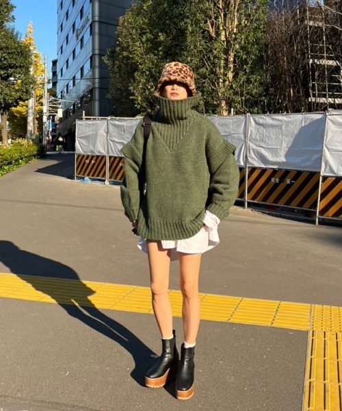 AMAIL（アマイル）の「Bulky wool knit（ニット/セーター・レディース・グレー/カーキ・FREE）」の15枚目の写真