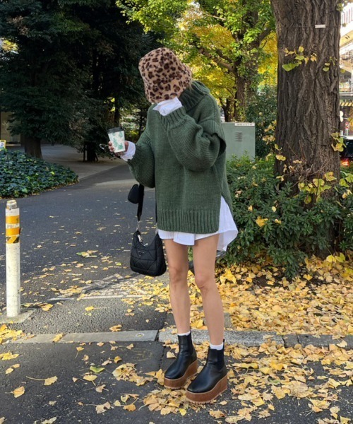 AMAIL（アマイル）の「Bulky wool knit（ニット/セーター・レディース・グレー/カーキ・FREE）」の18枚目の写真
