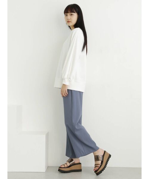 MURUA(ムルーア)の「ハイウエストベルトワイドパンツ(スラックス・レディース・モカ/アイボリー/ブルー・1/2)」の14枚目の写真